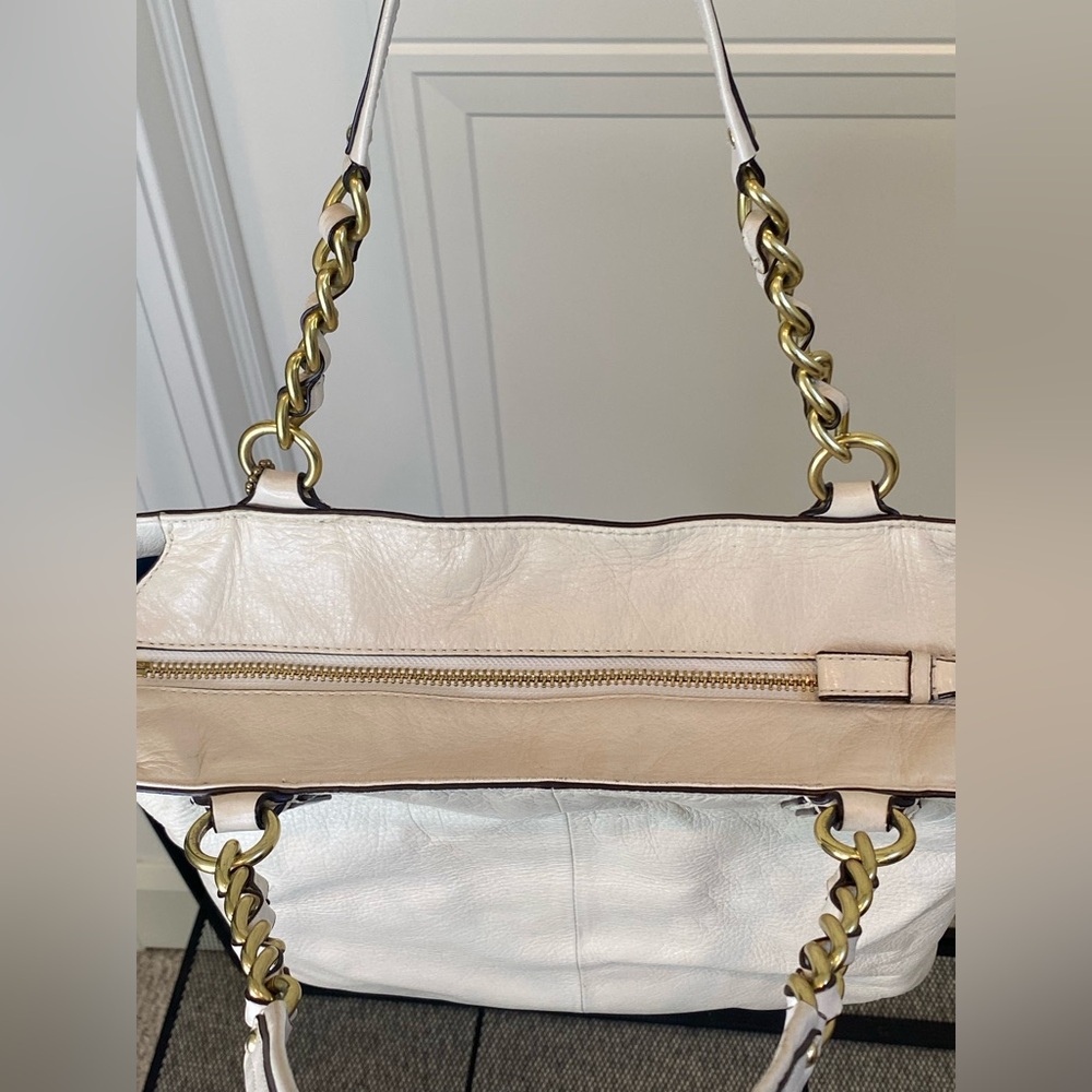 Coach Ivory Leather Tote with Gold Chain and Leather Straps Retail Style 20466 - Picture 11 of 16